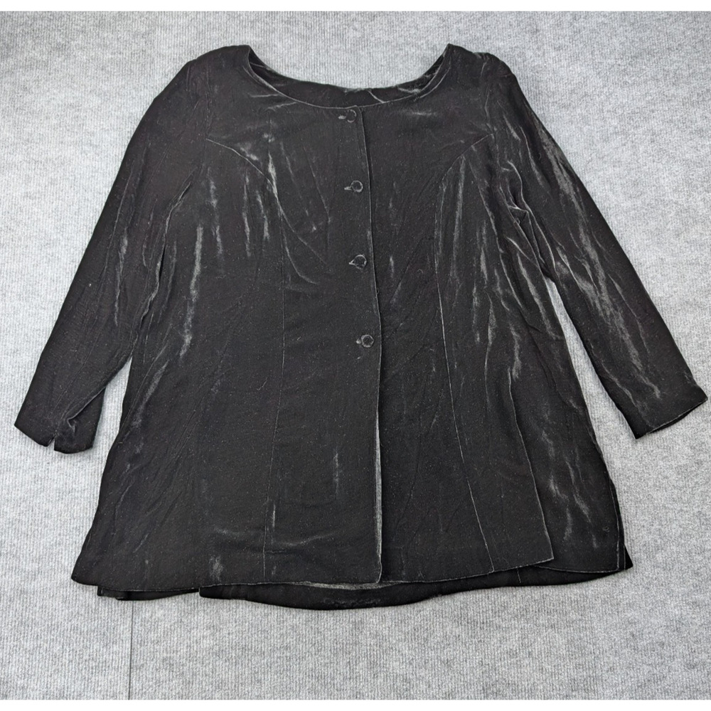 Parisian Signature Velvet Blouse Womens 16W Vintage Whimsigoth Black Gothic Silk